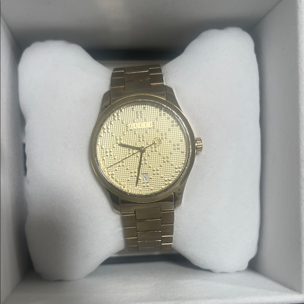 Gucci Gold-Tone Patterned Dial Watch